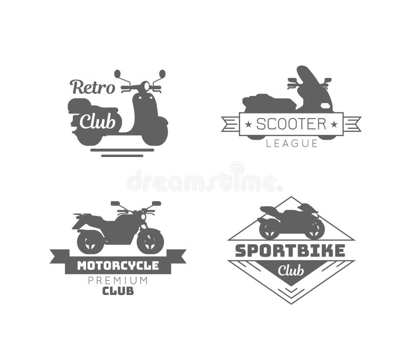 Black Motorcycle Logotypes Set stock illustration