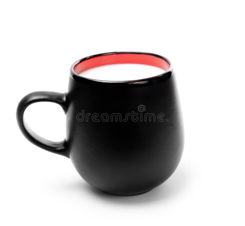 Black mug with milk