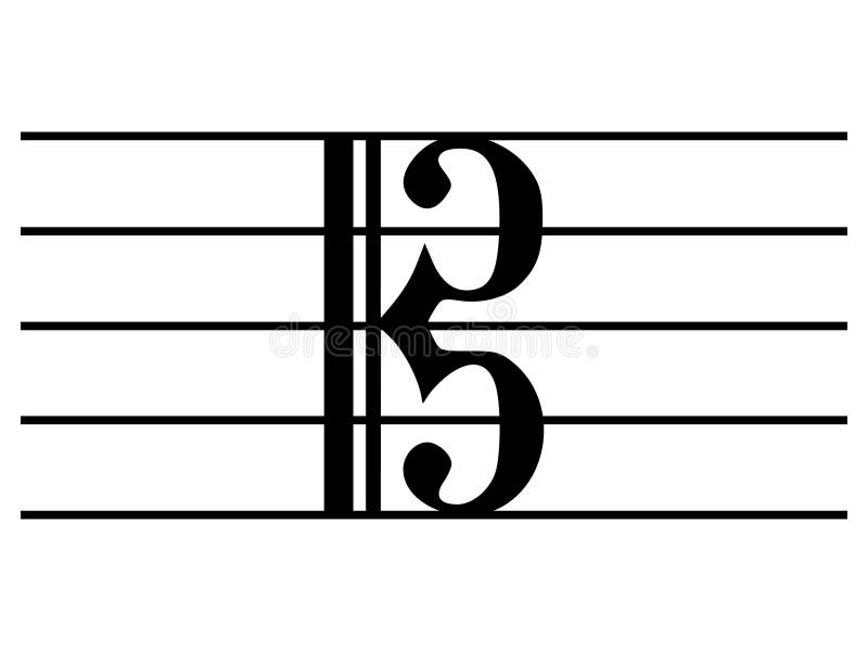 Black Music Symbol of C Clef on Staff Lines Stock Vector Illustration