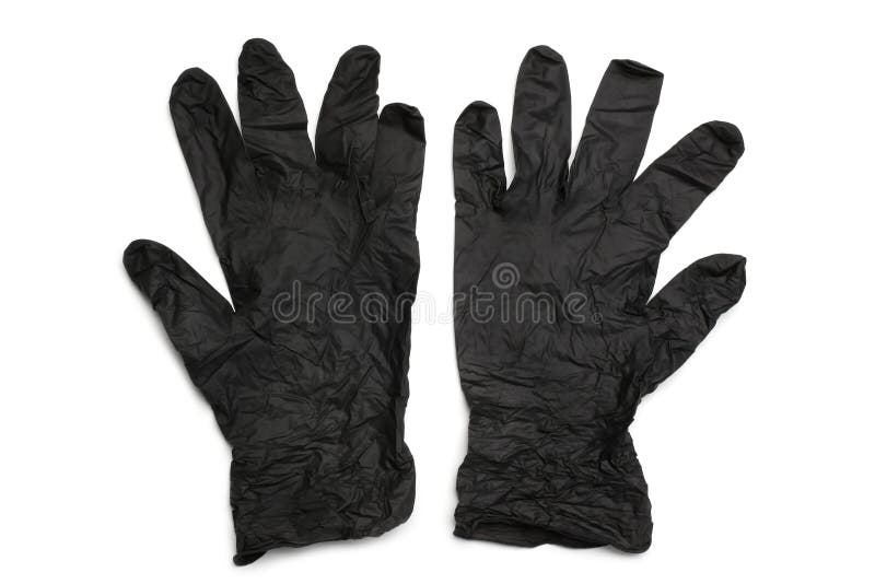 Black Nitrile Protective Gloves Stock Photo - Image of gloves ...