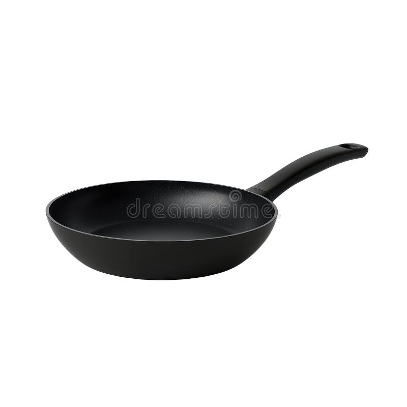 Black Non-Stick Frying Pan With Handle. Essential Cookware For Home Kitchens Isolated On Transparent Background royalty free stock images