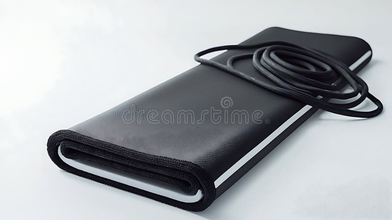 A black object with a white cord attached to it royalty free stock image