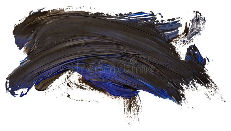 Textured Black Oil Paint Brush Stroke Isolated On White Background