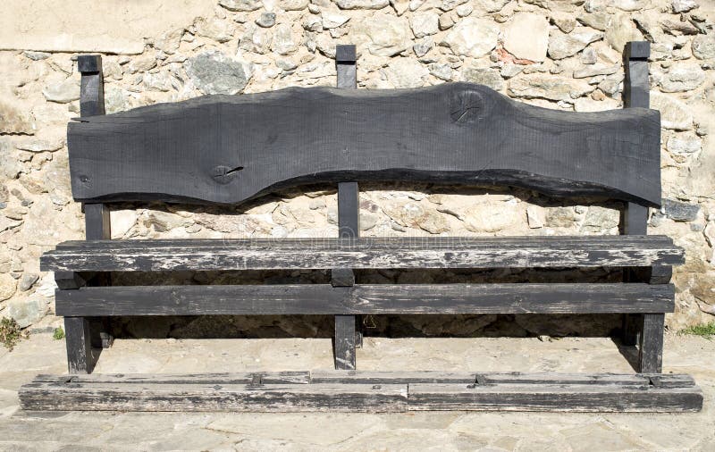 Black Old Wooden Rustic Bench Stock Image Image of logs, rest 66117623