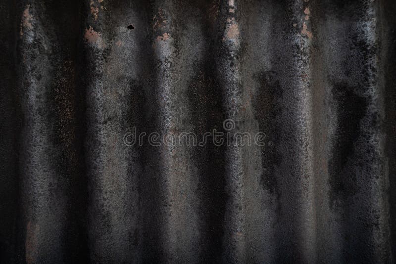 The Black Old Zinc Corrugated Steel Sheet Has Rust Stock Photo Image