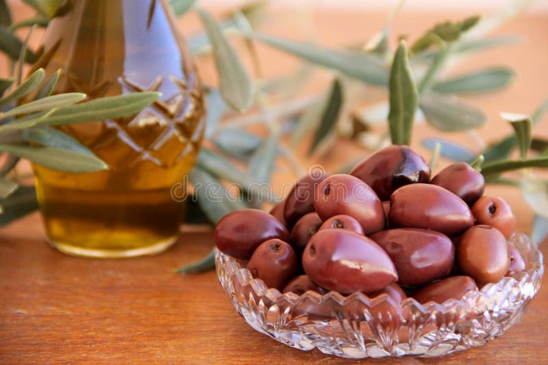 Black Olives and Olive Oil stock image. Image of branch 17251689