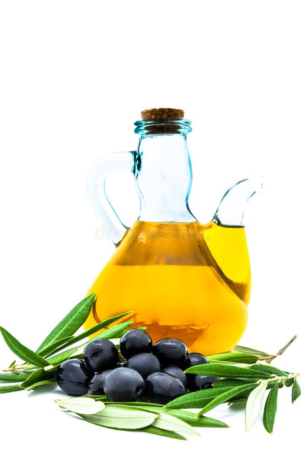 Black olives and olive oil stock photo. Image of bottle 208142194