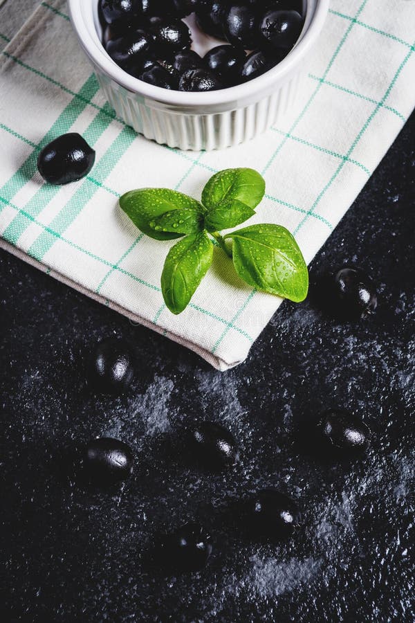 Black Olives on Black Stone Stock Image Image of closeup, macro