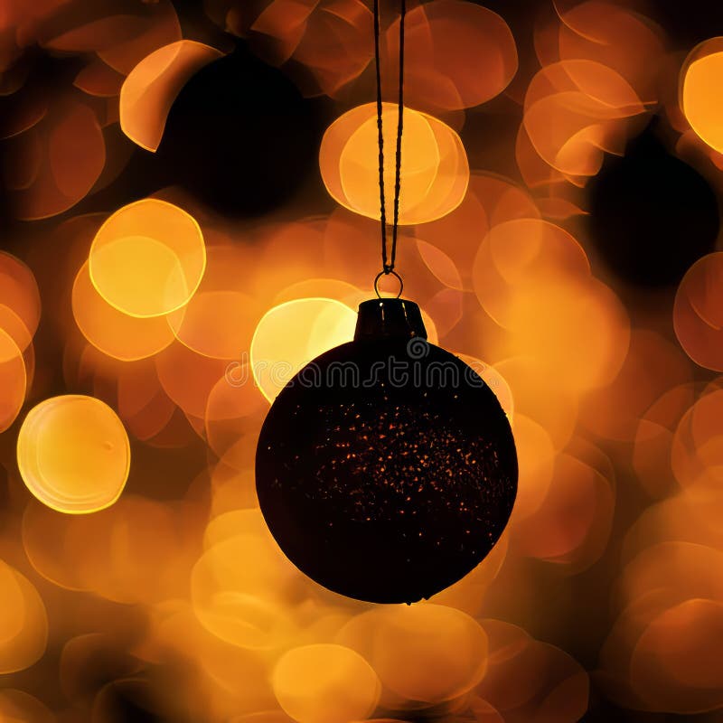 A black and orange Christmas ornament hanging from a string stock illustration