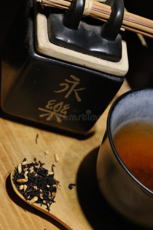 Black Organic Tea with Rice Stock Image Image of traditional, oriental 21324811