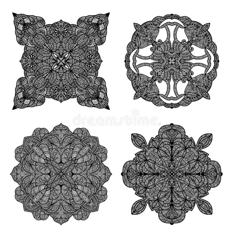 Black ornament collection stock illustration. Illustration of black