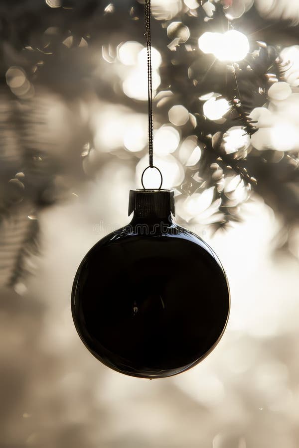 A black ornament hanging from a tree vector illustration