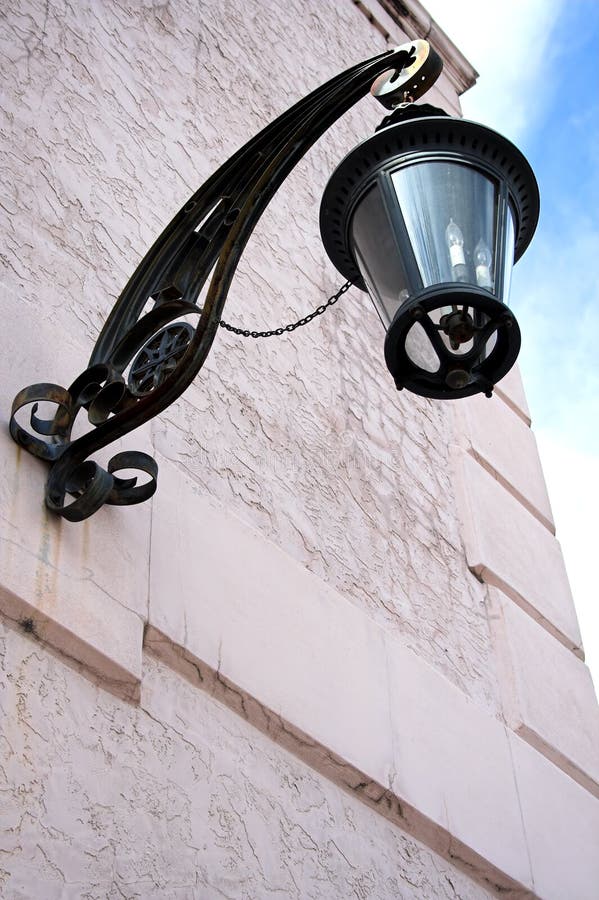 Black Ornate Metal Wall Lamp Post Stock Photo Image of architecture