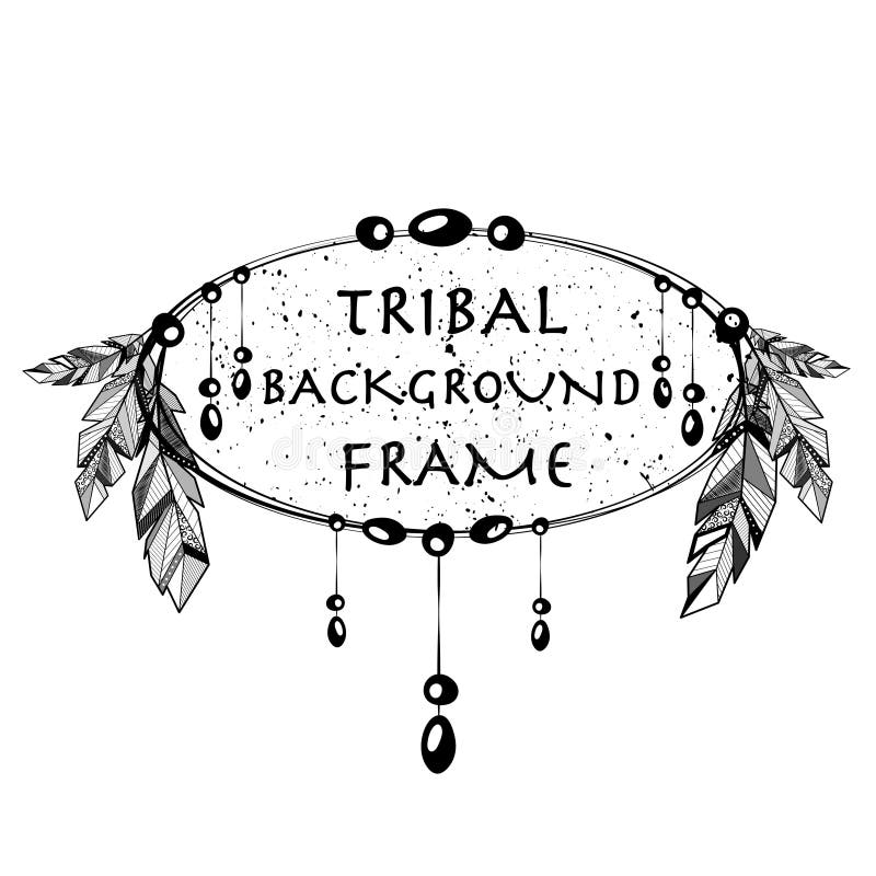 Download Feathers Boho Style Circle Frames Stock Vector ...