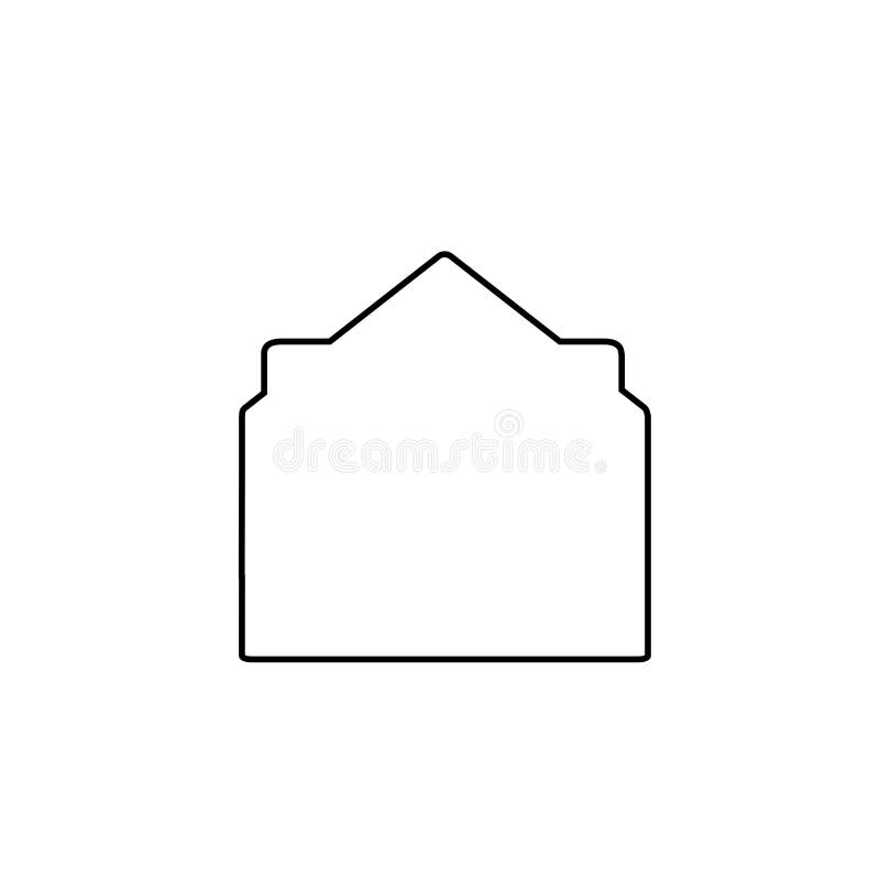Black Outline Icon of Open Envelope with Document on White Background ...