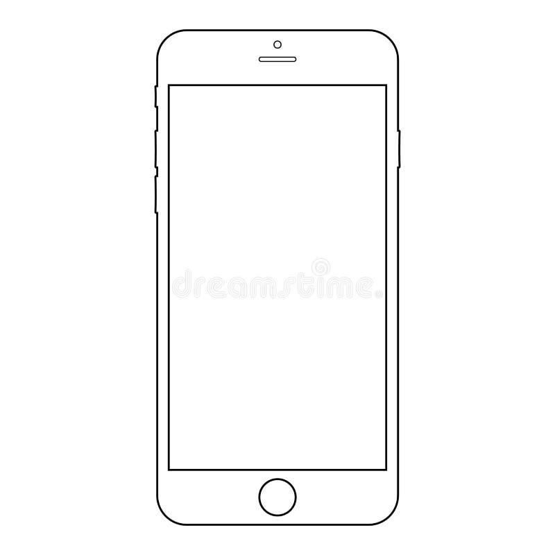 Black Outlines Smartphone with Empty Screen, Menu Button and Camera on ...