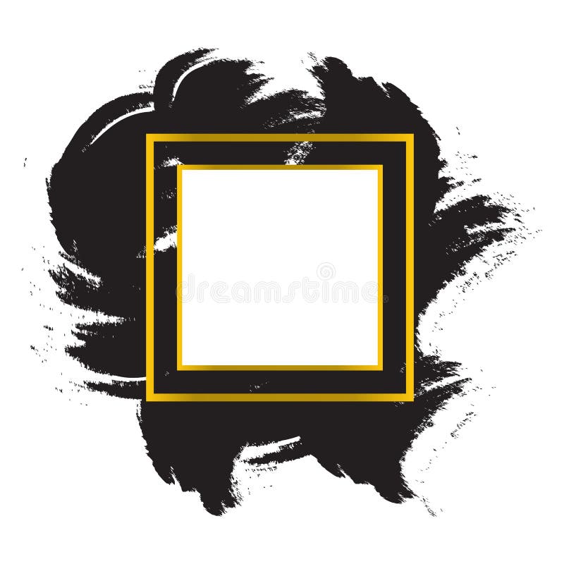 Black Paint Brush Strokes. Box, Frame or Background for Text. Stock Vector Illustration of