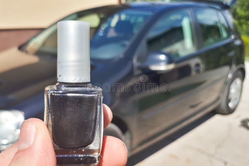 Black Paint Touch Up for the Car on Car Background. Car Paintwork Repair  Concept Stock Image - Image of sell, transportation: 197351321