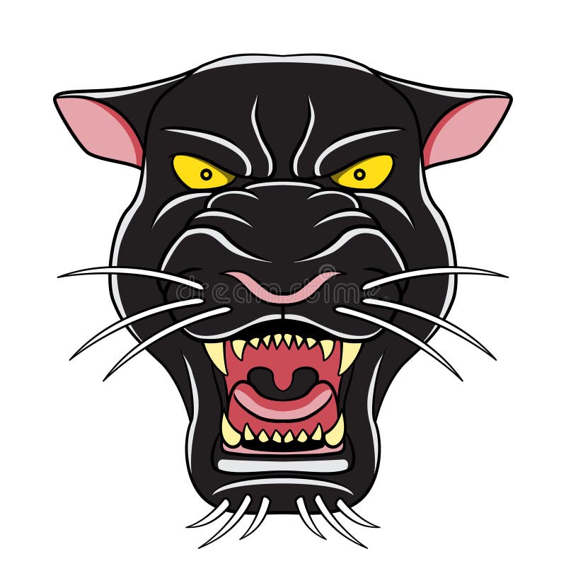 Black Panther Cartoon Head Illustration Stock Illustration - Illustration  of cougar, panther: 104638632
