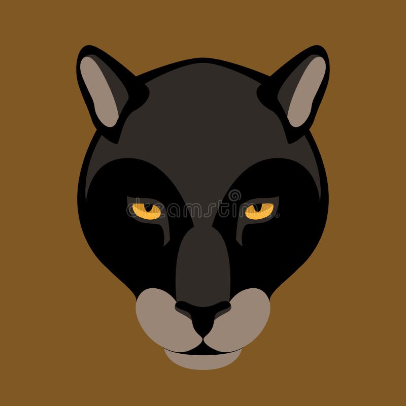 Black Panther Face Vector Illustration Flat Style Front Stock Vector