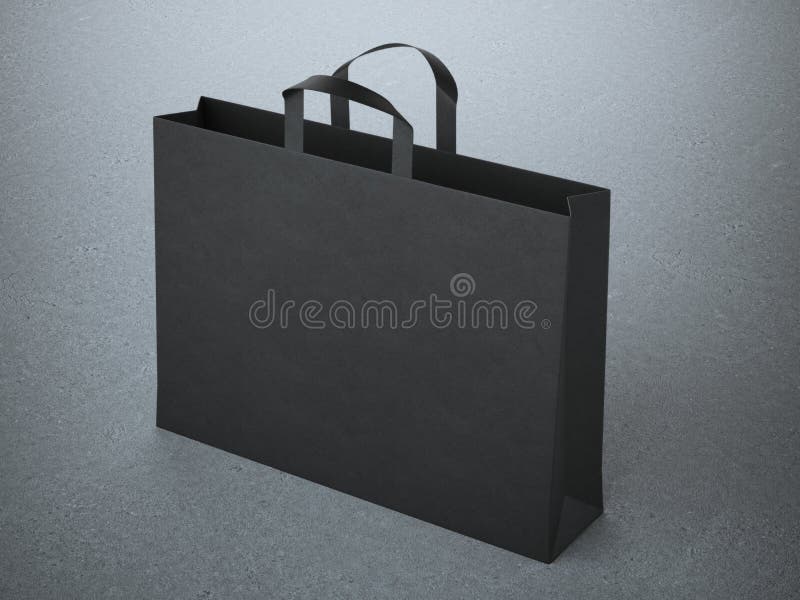 Black Paper Bag with Handles Stock Image - Image of copy, package: 52388439