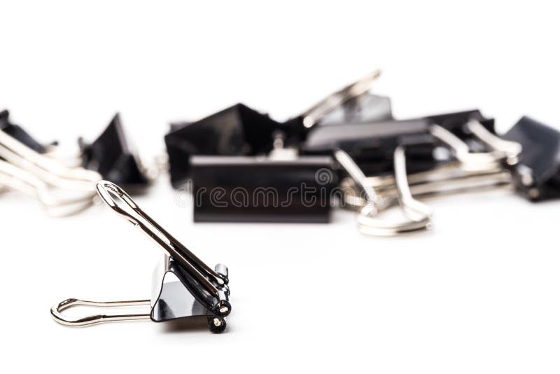 Black Paper Clips Isolated on White Background Stock Photo Image of