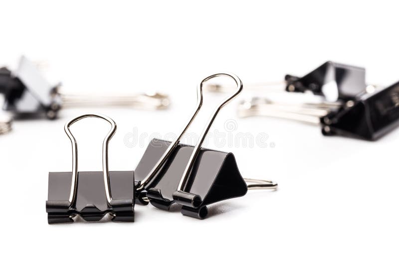 Black Paper Clips Isolated on White Background Stock Image Image of