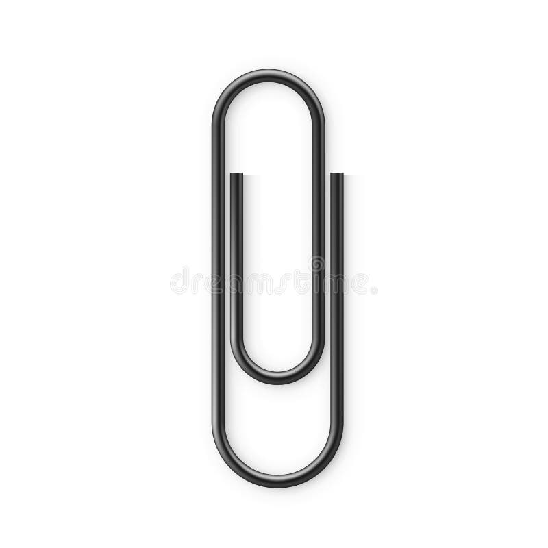 Black Paperclip icon. Realistic Paper clip attachment with shadow. Attach file business document. Vector illustration isolated stock illustration