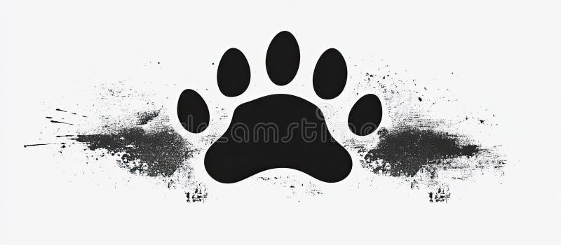 Black Paw Print on Grunge White Background royalty free illustration