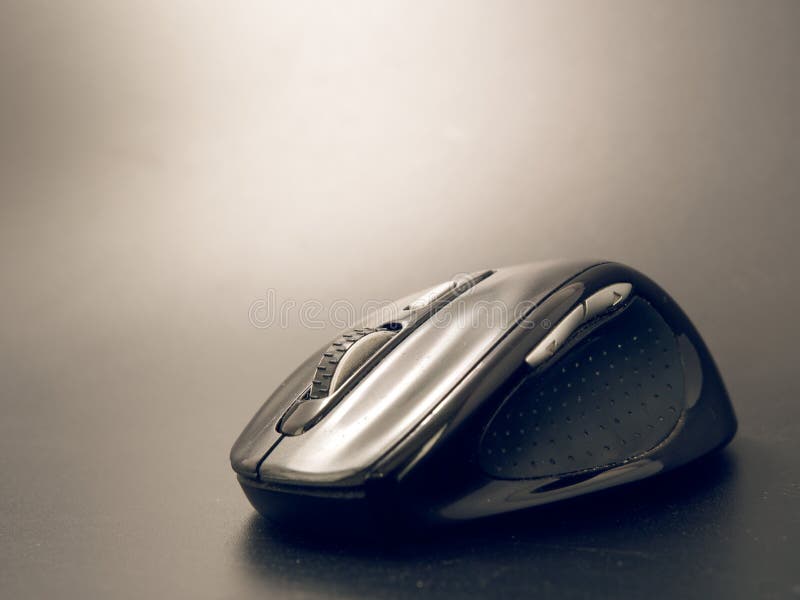 Black pc mouse wireless on black background