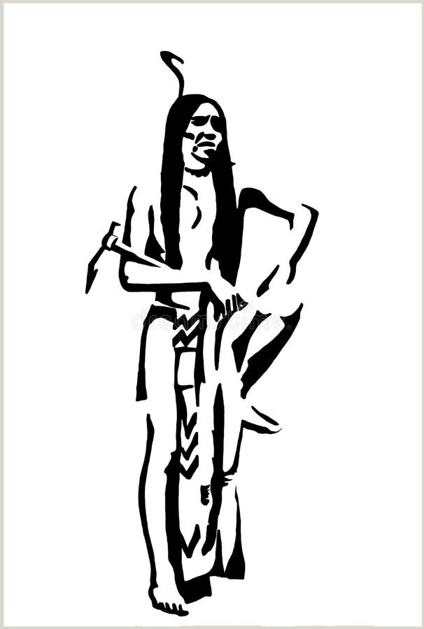 Black pen drawing of a Native American vector illustration Black pen drawing of a Native American vector illustration