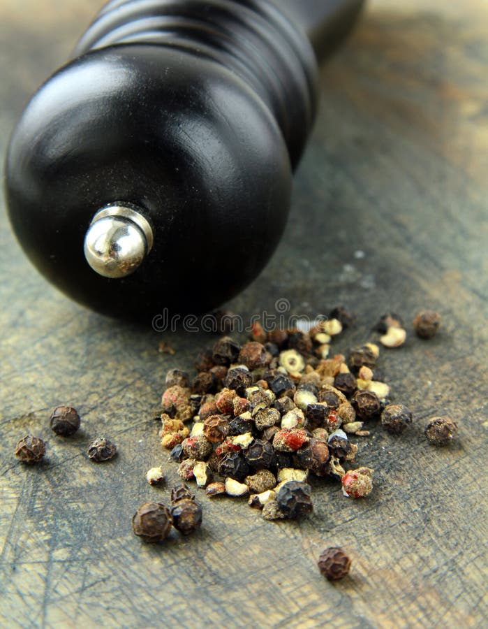 Black Pepper and Black Peppermill Stock Image Image of flavoring