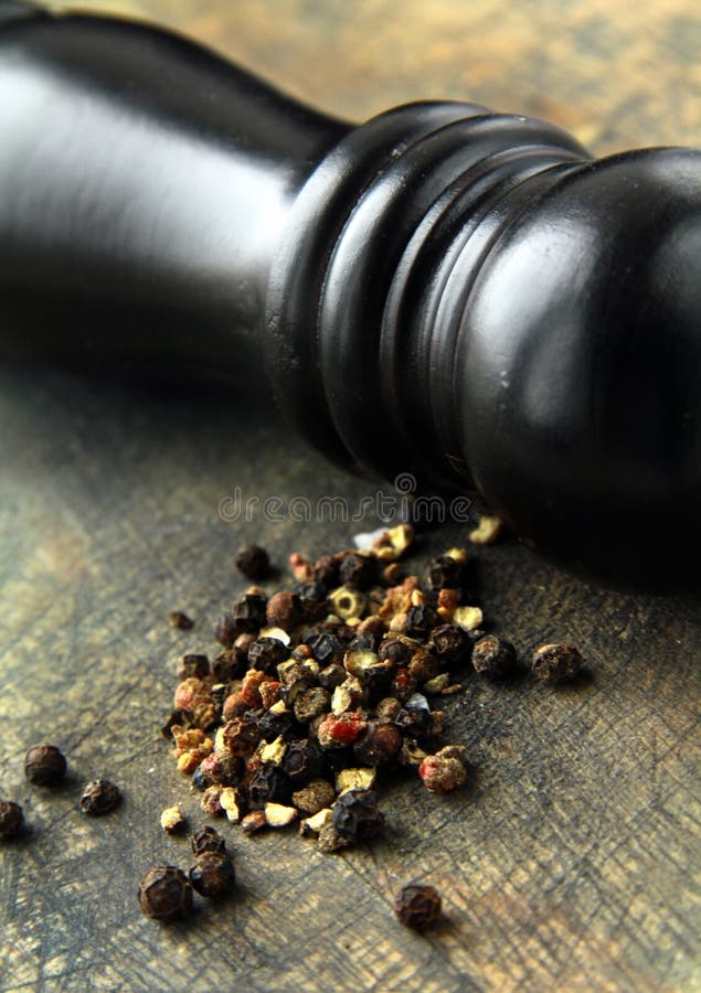 Black Pepper and Black Peppermill Stock Photo Image of accessory