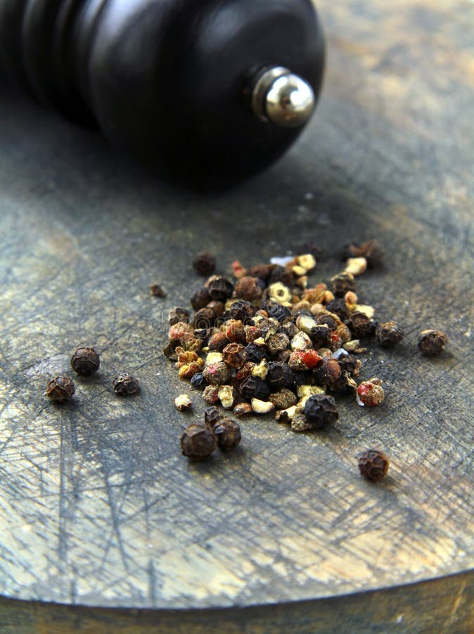 Black Pepper and Black Peppermill Stock Photo Image of flavoring