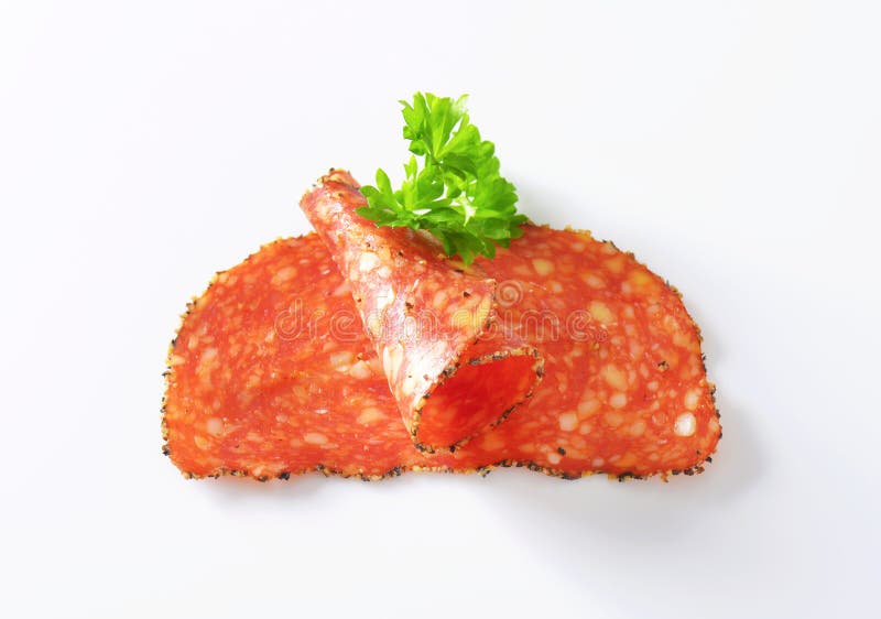 Black Peppercoated Salami with Cheese Stock Photo Image of meat