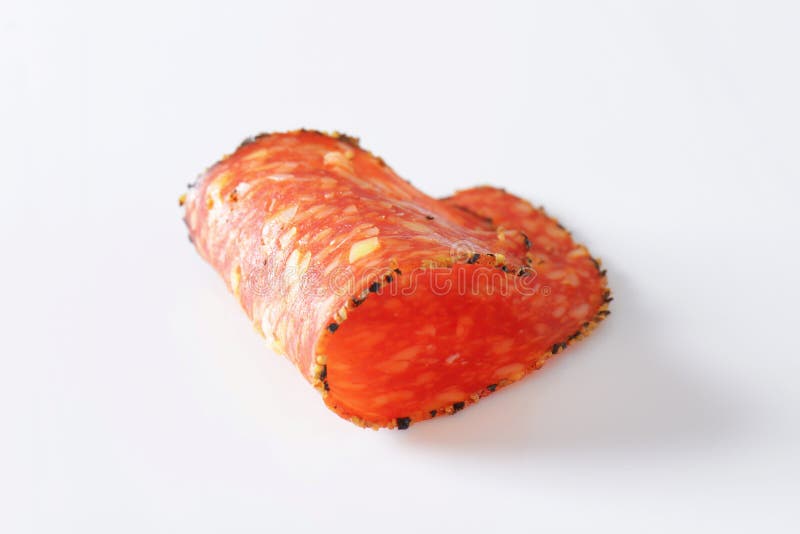Black Peppercoated Salami with Cheese Stock Photo Image of meat