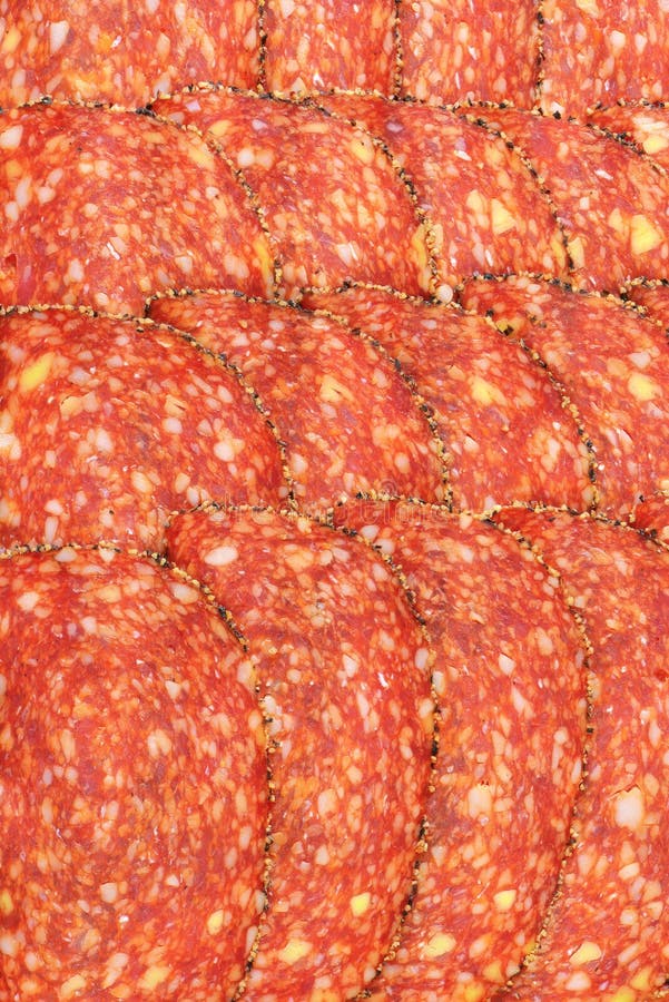 Black Peppercoated Salami with Cheese Stock Image Image of backdrop