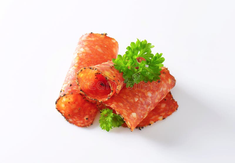 Black Peppercoated Salami with Cheese Stock Photo Image of meat
