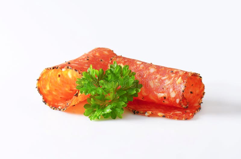 Black Peppercoated Salami with Cheese Stock Photo Image of meat