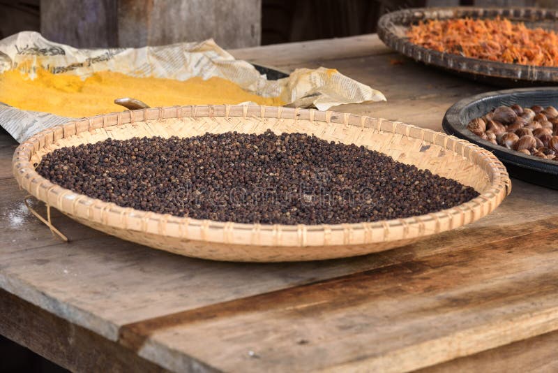 Black Pepper Drying in the Sun Stock Image Image of spice, street