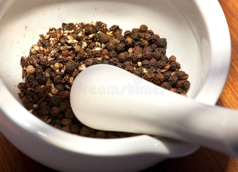Black pepper grain stock image. Image of mortar, preparing 25317581