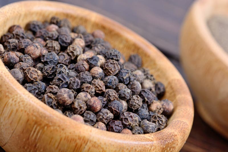 Black Peppercorns in a Bowls on Table Stock Image Image of cuisine