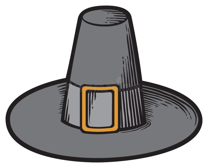Black pilgrim hat vector illustration stock illustration