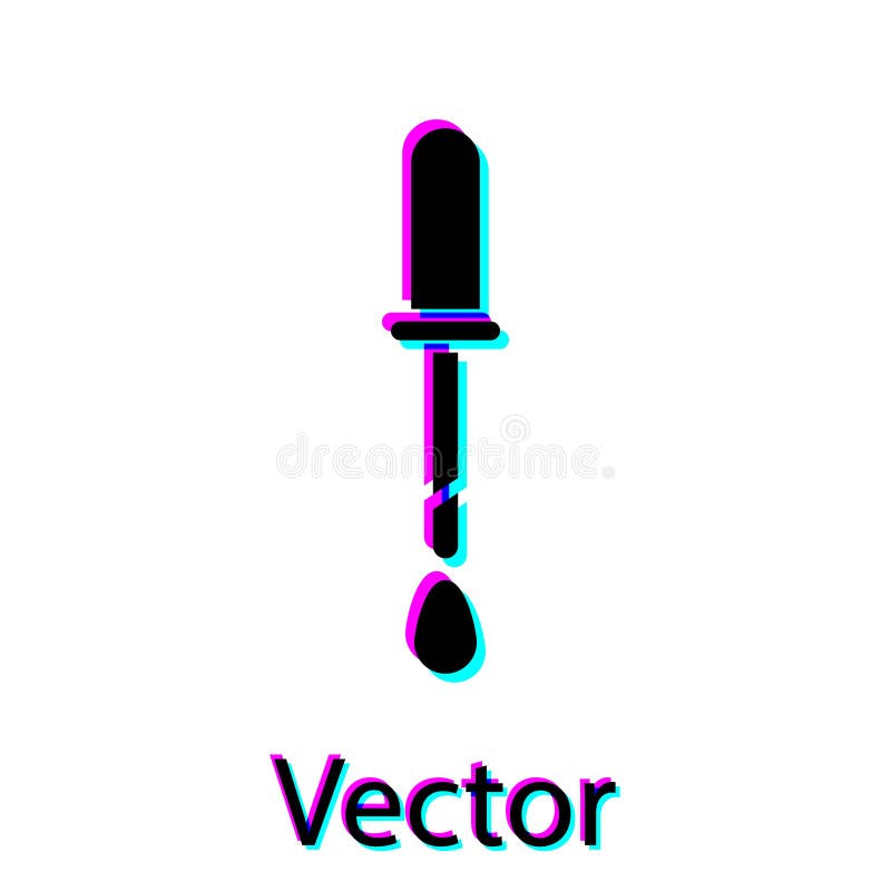 Black Pipette icon isolated on white background. Element of medical, chemistry lab equipment. Pipette with drop