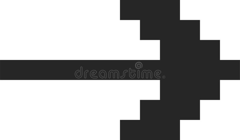 Black pixelated arrow pointing right against a clean white background, symbolizing direction and movement while enhancing digital royalty free illustration