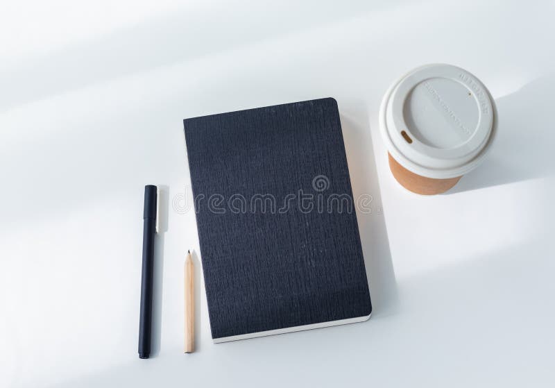 Black plain diary or blank journal for writing memo, note and message