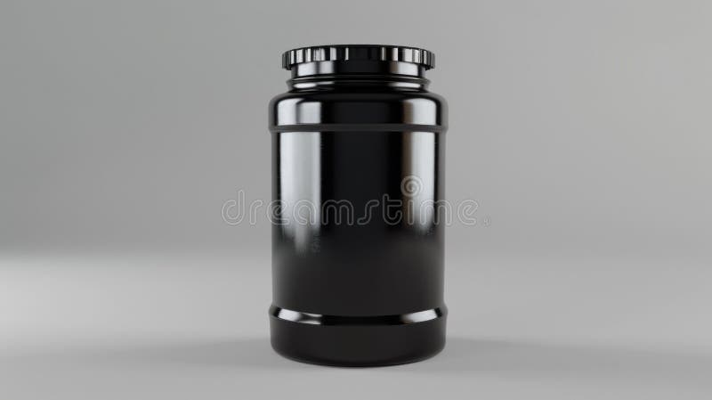 Black plastic bottle with lid, versatile product packaging stock images