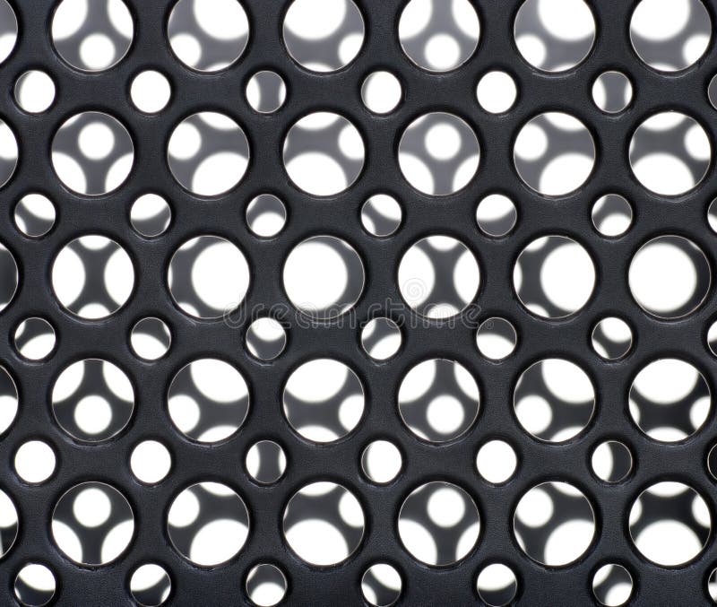 Black plastic circles stock photo