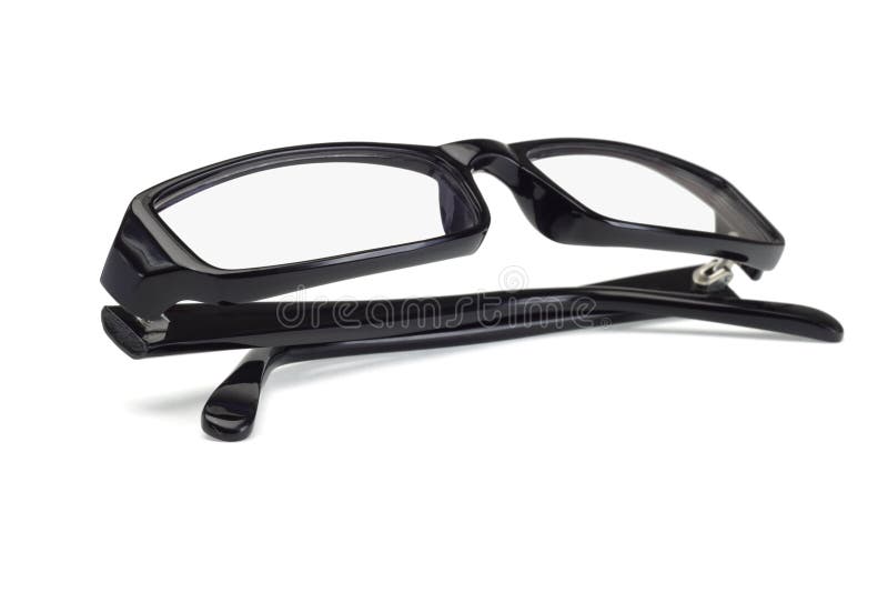 Black plastic frame spectacles stock image