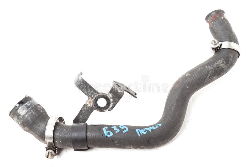 Black Plastic Hose of the Car Engine Cooling System on a White Isolated